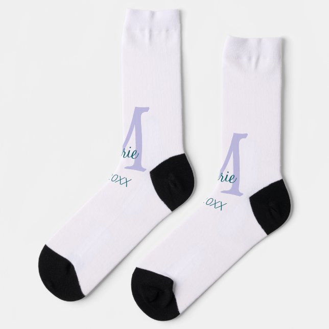 lila grünes Datum Socken (Linkes Detail)