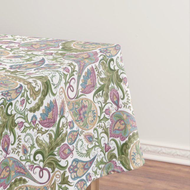 Lila grünes mehrfarbiges Floral Paisley Tischdecke (Beispiel)