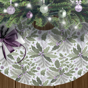 Lila grünes Muster#17 ID1009 Polyester Weihnachtsbaumdecke