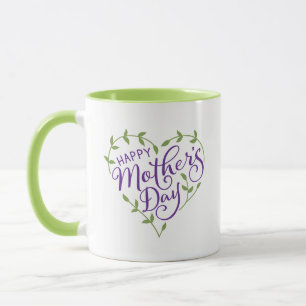 Lila Grünes Muttertagsherz 2 Foto Tasse