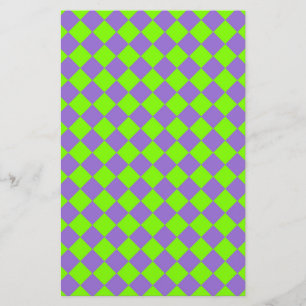 Lila grünes Schachbrett Diamantmuster Briefpapier