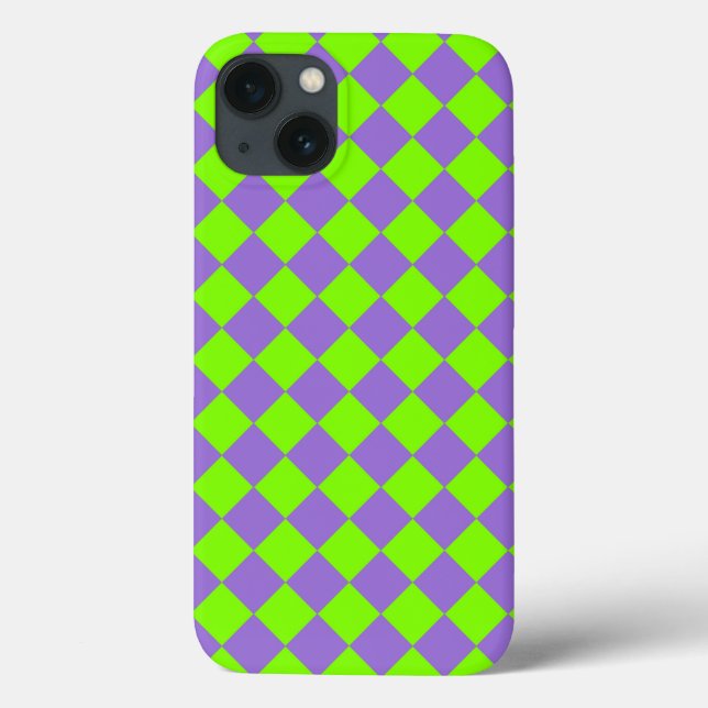 Lila grünes Schachbrett Diamantmuster Case-Mate iPhone Hülle (Rückseite)