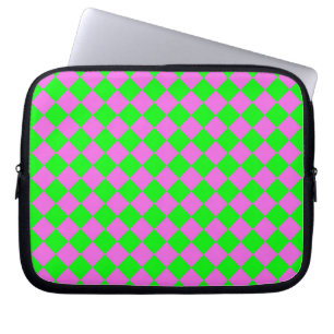 Lila grünes Schachbrett Diamantmuster Laptopschutzhülle