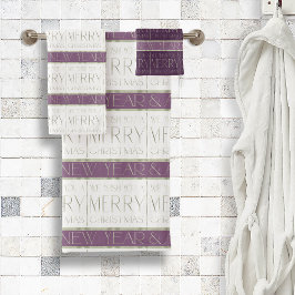 Lila grünes Weihnachtsmuster#35 ID1009 Badhandtuch Set