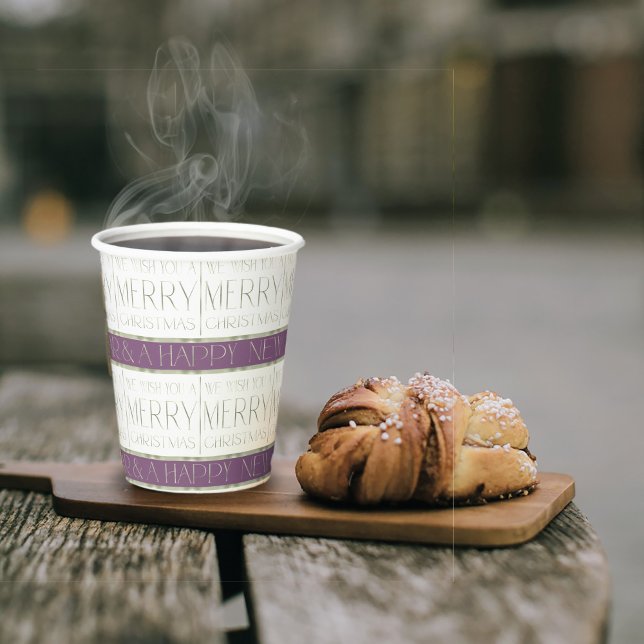 Lila grünes Weihnachtsmuster#35 ID1009 Pappbecher (Von Creator hochgeladen)