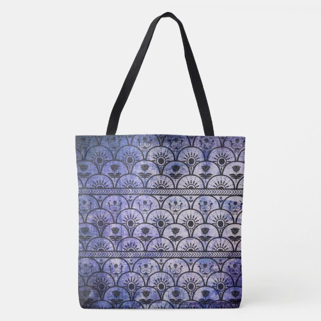 Lila Grunge Bohemischer Stil, Gemustert Totbeutel Tasche (Vorderseite)