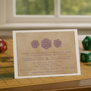 Lila Grunge D20 Dice Gamer Einladung zur Hochzeit