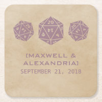 Lila Grunge D20 Würfel Gamer Paper-Untersetzer