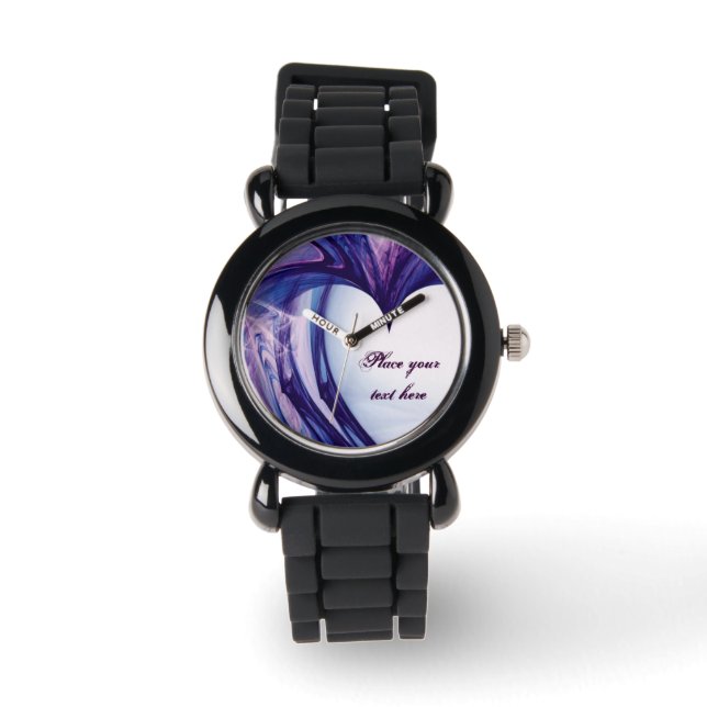 Lila Grunge Heart Armbanduhr (Vorderseite)