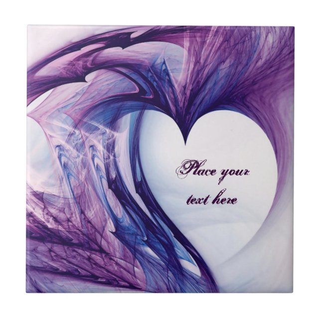 Lila Grunge Heart Fliese (Vorderseite)