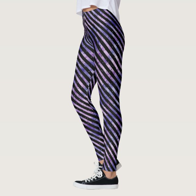 Lila Grunge Wasserfarbe Strickte Leggings (Links)