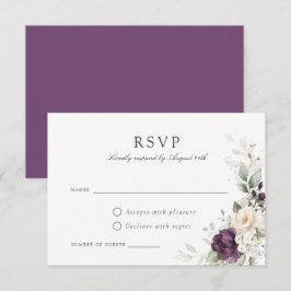Lila Grünpflanzen Gold Wedding RSVP Card Einladung