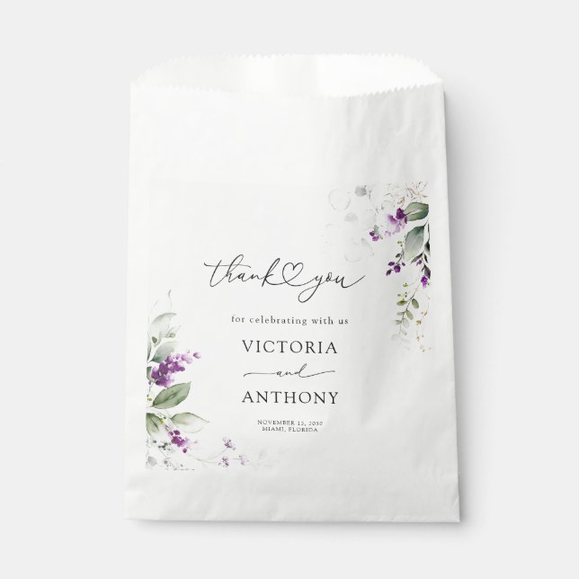Lila Grünpflanzen Lavender Brautparty Gefallen Tas Geschenktütchen (Vorderseite)