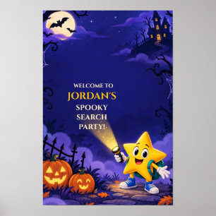 Lila Gruselige Suchparty Kinder Halloween Geburtst Poster