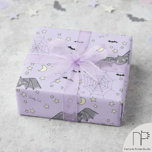Lila Gruselige Süße Fledermäuse Halloween-Geschenk Geschenkpapier
