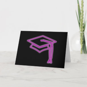Lila Grußkarte Neon Grad Cap - mit Begrüßung Karte