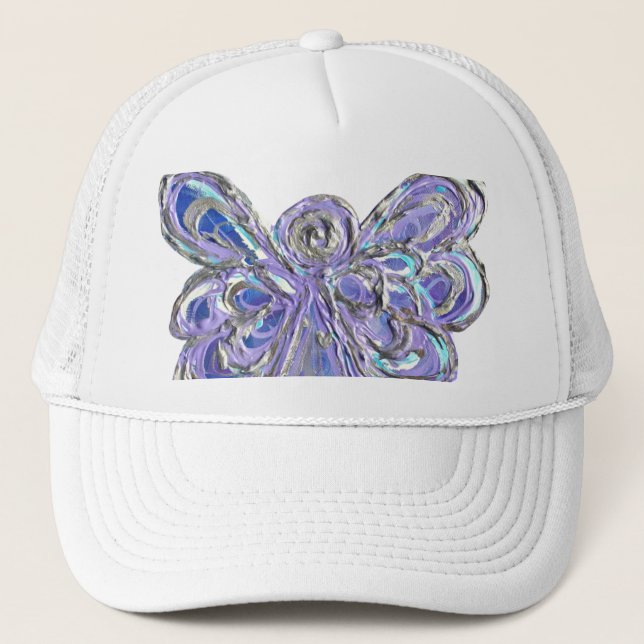 Lila Guardian Angel Custom Art Hat oder Cap Truckerkappe (Vorderseite)