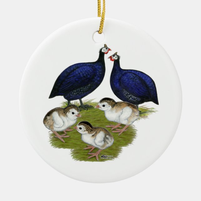 Lila Guinea-Familie Keramikornament (Vorne)