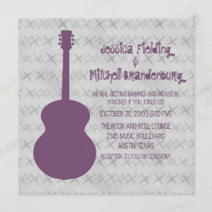 Lila Guitar Grunge Wedding Einladung
