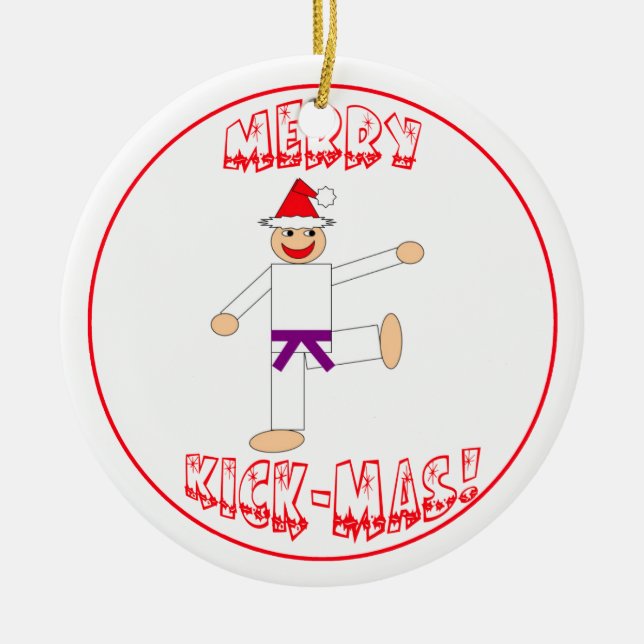 Lila Gurt Kriegskunst-fröhlicher TrittMas Keramikornament (Vorne)