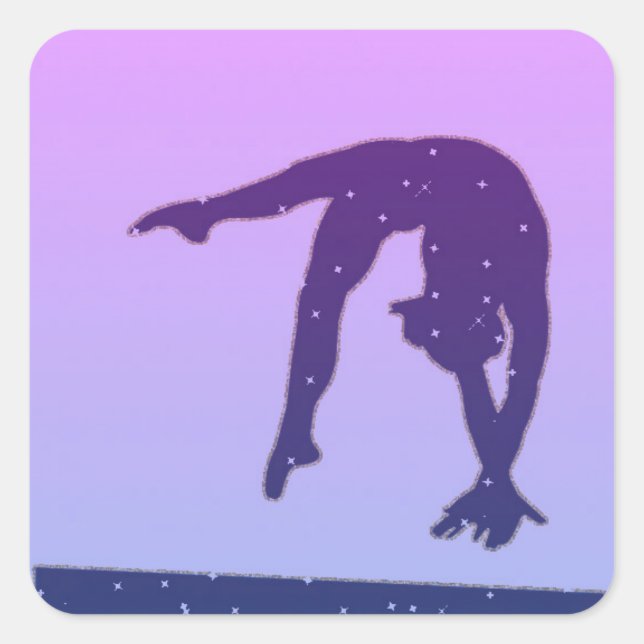 Lila Gymnastik Balanceaufkleber Quadratischer Aufkleber (Vorderseite)