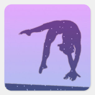 Lila Gymnastik Balanceaufkleber Quadratischer Aufkleber