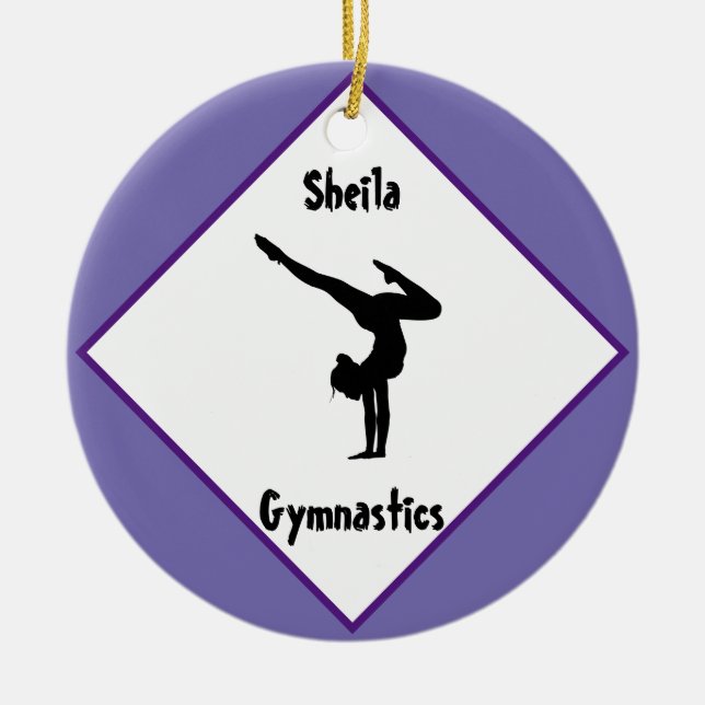 Lila Gymnastik Personalisiert Keramik Ornament (Vorne)
