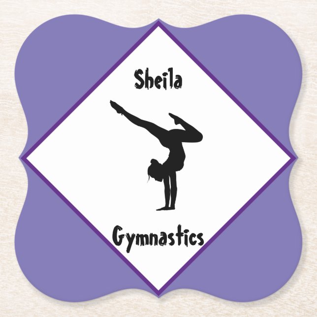 Lila Gymnastik Personalisiert Untersetzer (Vorderseite)