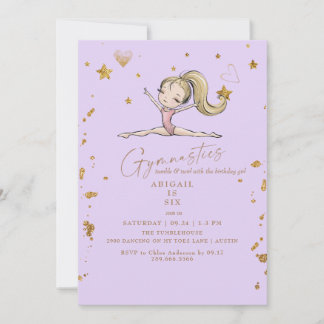 Lila Gymnastik Tumble & Twirl Geburtstagsparty Einladung