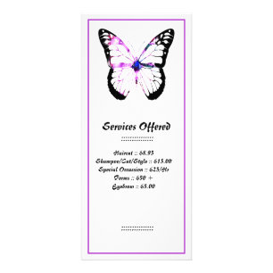 Lila Haar-Schmetterlings-Dame Services Rack Card 3 Werbekarte