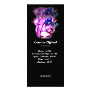 Lila Haar-Schmetterlings-Dame Services Rack Card Werbekarte
