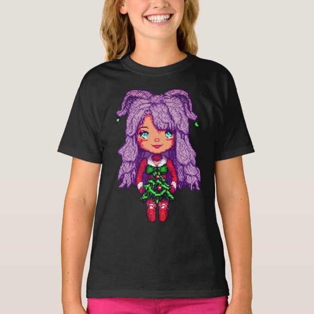 Lila Haarmädchen T-Shirt (Vorderseite)