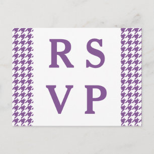 Lila Hahnentrittmuster Hochzeit RSVP Postkarte