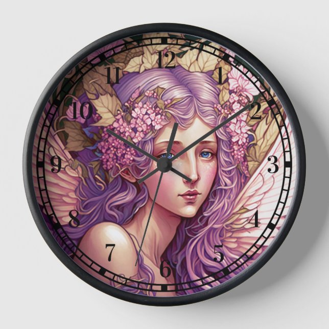 Lila Hair Fairy Angel Fantasy Kunst, Dichtung und  Uhr (Vorderseite)