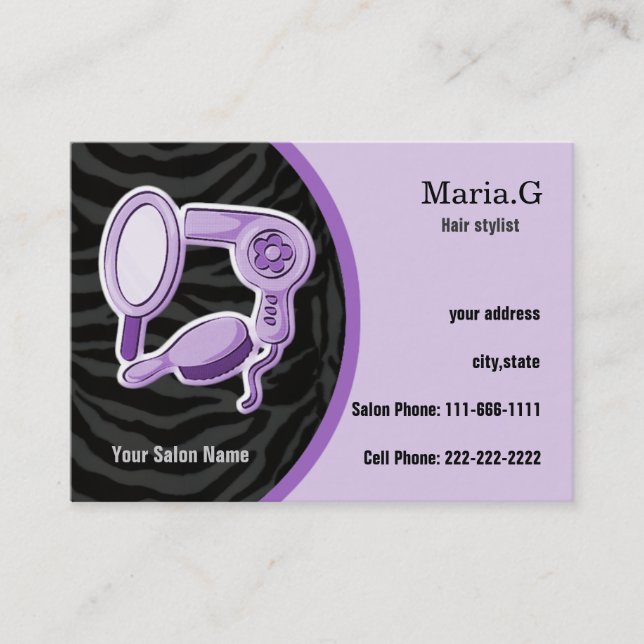 Lila Hair Salon Visitenkarten Terminkarte (Vorderseite)