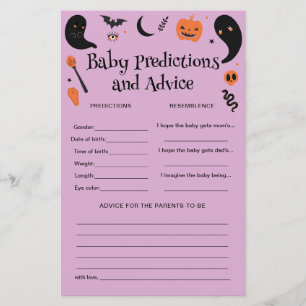 Lila Halloween Baby Shower Baby Predictions Game