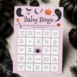 Lila Halloween-Baby-Shower-Bingo-Spielkarte Einladung
