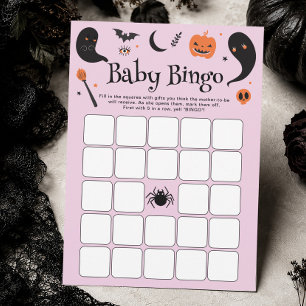 Lila Halloween-Baby-Shower-Bingo-Spielkarte Einladung