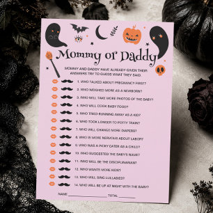 Lila Halloween-Baby-Shower-Ratespiel-Karte Einladung