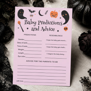 Lila Halloween-Baby-Shower-Vorhersagen-Spielkarte Einladung