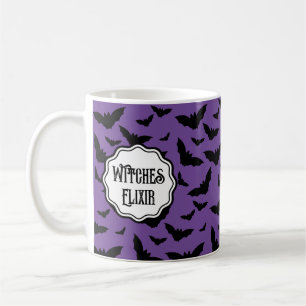 Lila Halloween-Black Bats Kaffeetasse