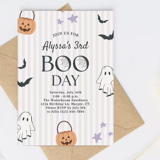 Lila Halloween Boo Kinder Geburtstagsfeier Einladung