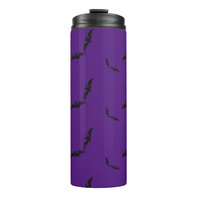 Lila Halloween/Fledermaus-Thermaltumbler Thermosbecher (Vorderseite)