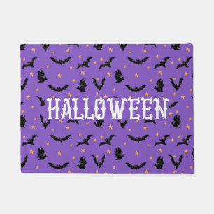 Lila Halloween-Fliegen Fußmatte