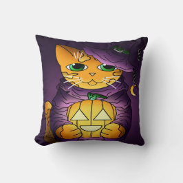 Lila Halloween Hexenkatze Kissen