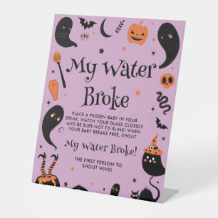 Lila HalloWeen Kinderdusche Mein Wasserbroke Spiel Sockelschild