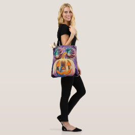 Lila Halloween-Kürbis und Rose Tasche