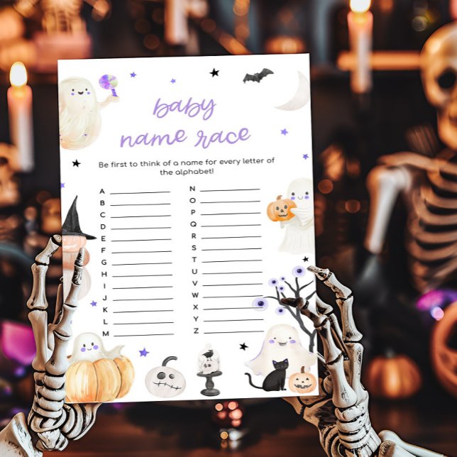 Lila Halloween Little Boo Baby Name Race Game (A Little Boo Baby Shower Baby Name Race Game)