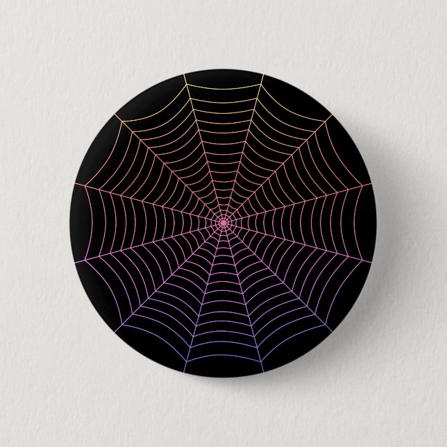 Lila Halloween-Muster aus Spinnennetz Button (Vorderseite)