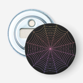 Lila Halloween-Muster aus Spinnennetz Flaschenöffner